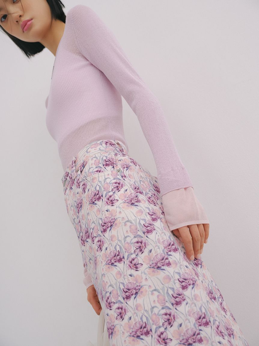 LILY BROWN「シアーレイヤードラメリブトップ」|ニット・セーター|