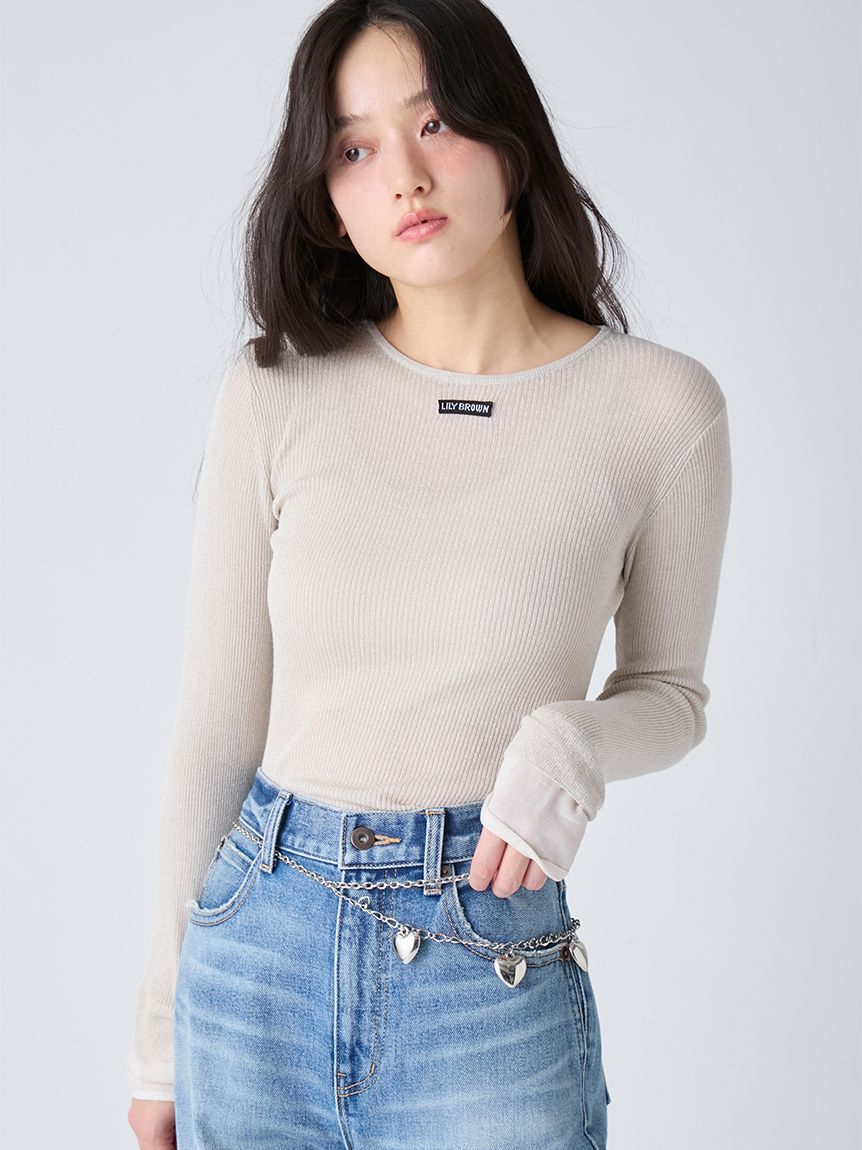 LILY BROWN「シアーレイヤードラメリブトップ」|ニット・セーター|