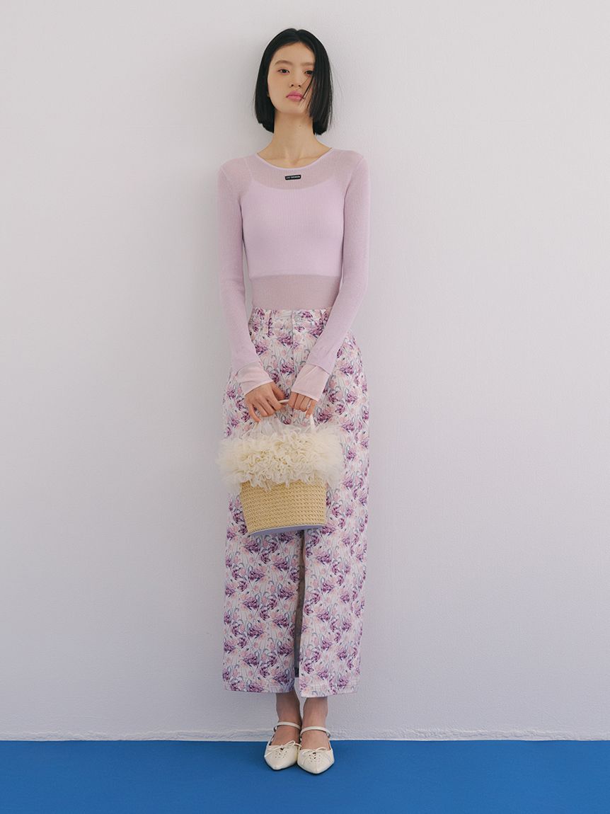 LILY BROWN「シアーレイヤードラメリブトップ」|ニット・セーター|