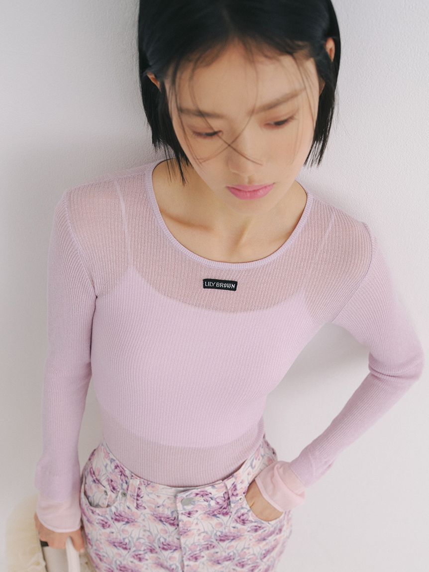 LILY BROWN「シアーレイヤードラメリブトップ」|ニット・セーター|PNK