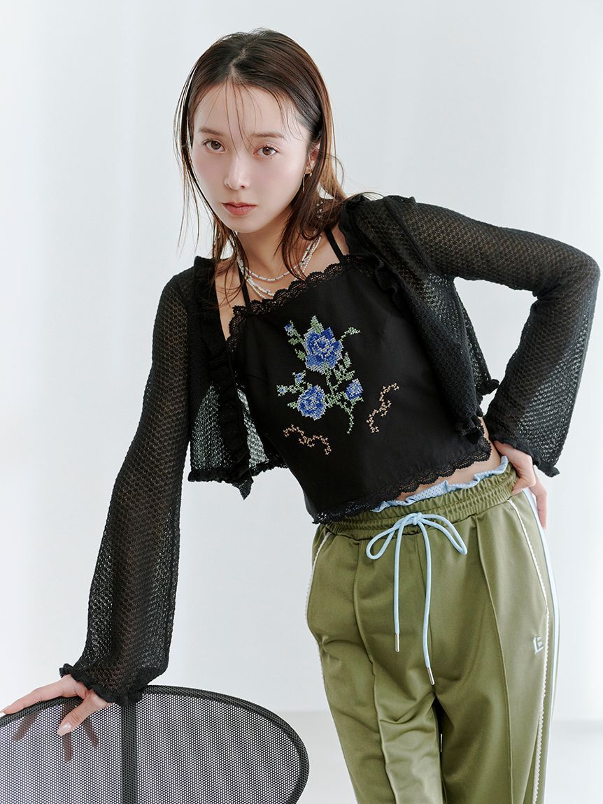 LILY BROWN「フリルニットカーディガン」|カーディガン|