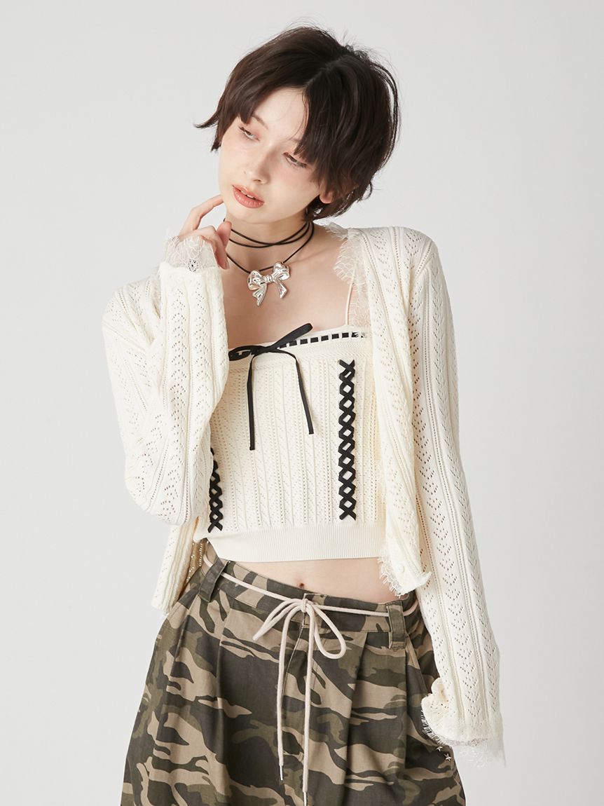 LILY BROWN「レースアップアンサンブル」|ニット・セーター|WHT