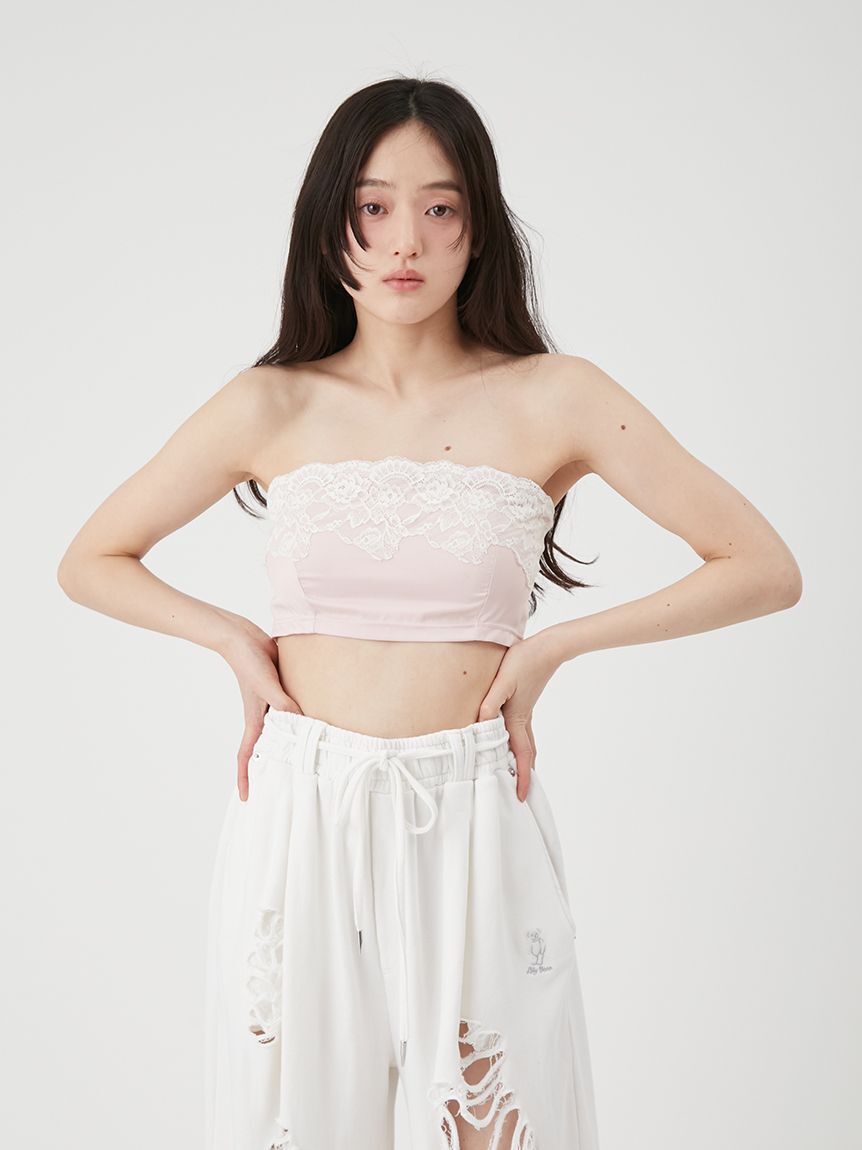 LILY BROWN Lingerie「【LILY BROWN Lingerie】バックシャンサテンストラップレスブラ」|インナー|