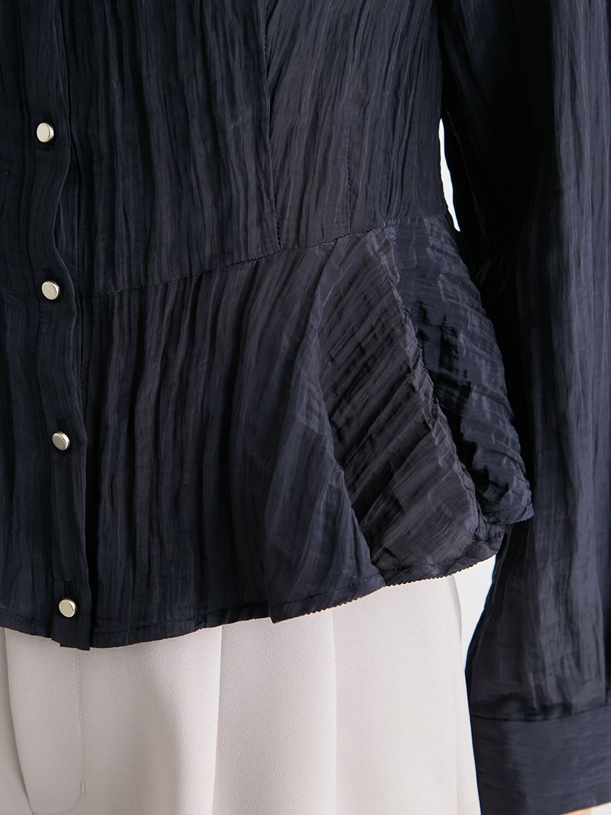 CELFORD「【洗える】ワイドカラーペプラムブラウス」|シャツ・ブラウス|