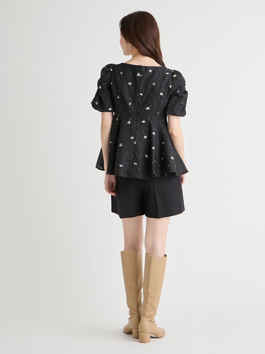 CELFORD「小花ジャガードペプラムブラウス」|シャツ・ブラウス|