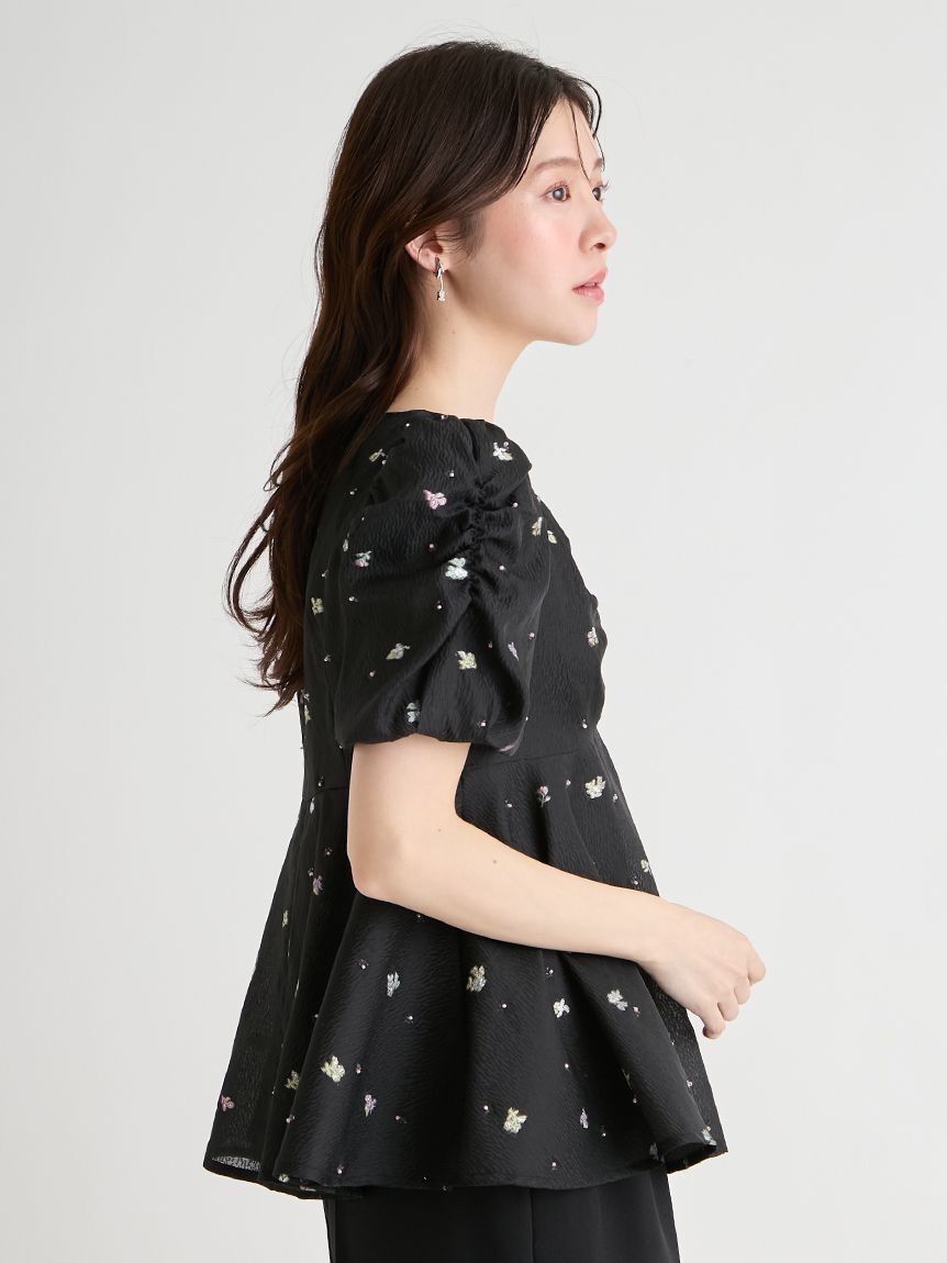 CELFORD「小花ジャガードペプラムブラウス」|シャツ・ブラウス|