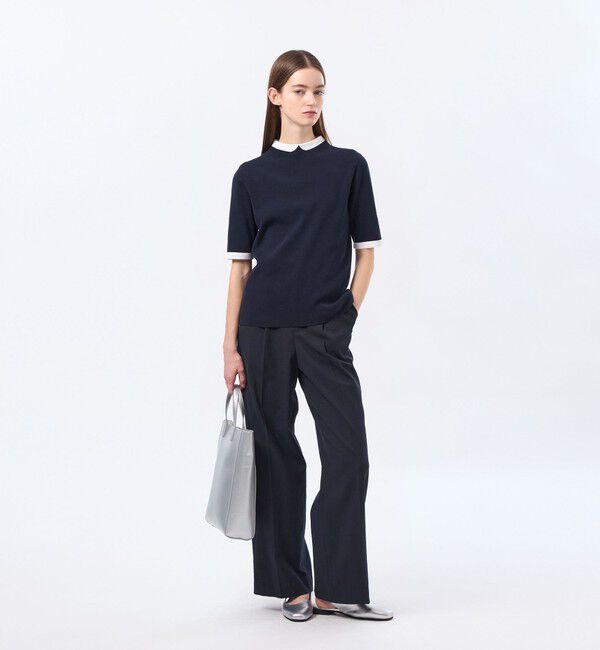 MACKINTOSH PHILOSOPHY「【LEE4月号/蛯原友里さん着用】Cleric Collar Knit ハーフスリーブ」|ニット・セーター|