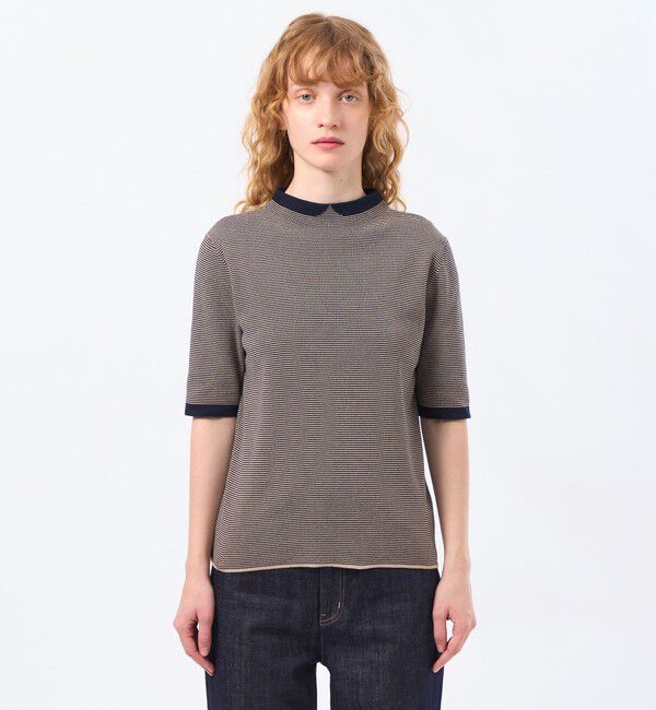 MACKINTOSH PHILOSOPHY「【LEE4月号/蛯原友里さん着用】Cleric Collar Knit ハーフスリーブ」|ニット・セーター|