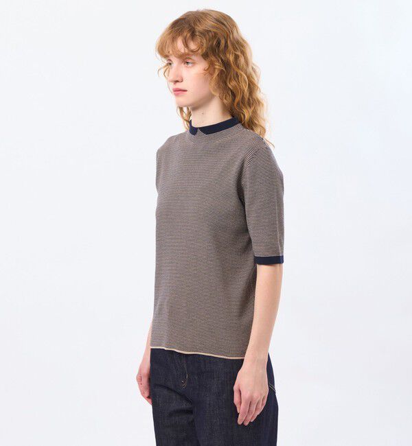 MACKINTOSH PHILOSOPHY「【LEE4月号/蛯原友里さん着用】Cleric Collar Knit ハーフスリーブ」|ニット・セーター|