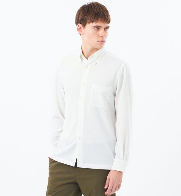 MACKINTOSH PHILOSOPHY「【WEB&一部店舗限定】トロッター スクエアボタンダウン長袖シャツ  サッカーストライプ」|シャツ・ブラウス|ホワイト