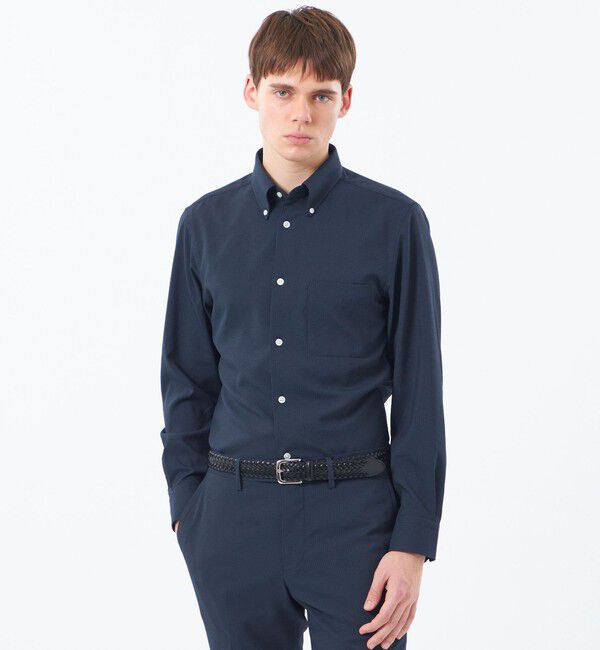 MACKINTOSH PHILOSOPHY「【WEB&一部店舗限定】トロッター スクエアボタンダウン長袖シャツ  サッカーストライプ」|シャツ・ブラウス|ネイビー