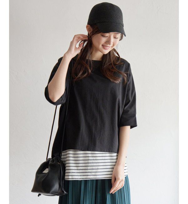 ikka「【雑誌 InRed 6月号掲載】【接触冷感／UVカット】コットンUSA裾ラウンドノースリプルオーバー」|タンクトップ|