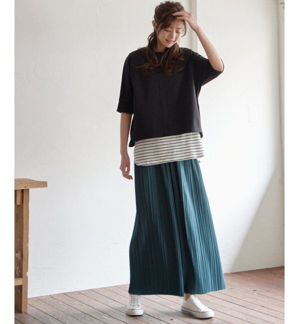 ikka「【雑誌 InRed 6月号掲載】【接触冷感／UVカット】コットンUSA裾ラウンドノースリプルオーバー」|タンクトップ|