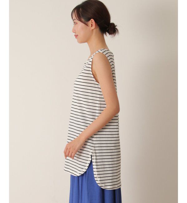ikka「【雑誌 InRed 6月号掲載】【接触冷感／UVカット】コットンUSA裾ラウンドノースリプルオーバー」|タンクトップ|