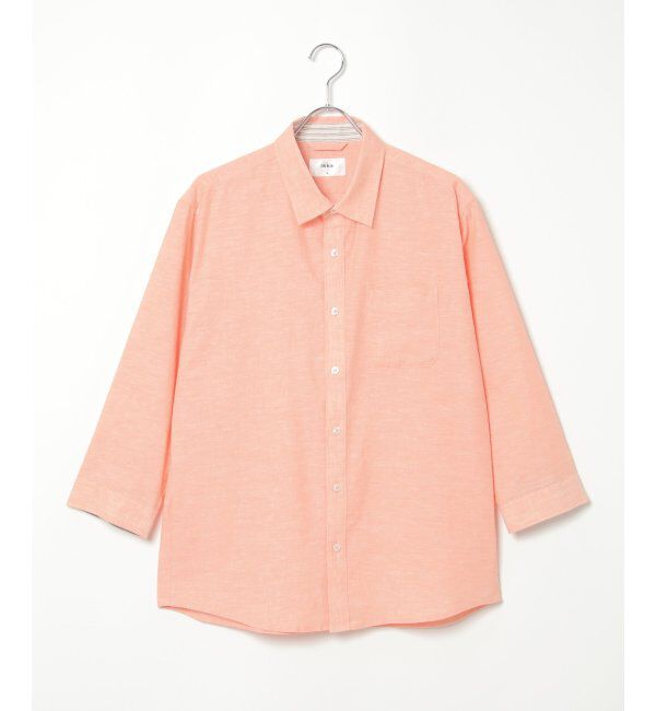 ikka「【吸水速乾】7分袖イージーケアリネン無地シャツ」|シャツ・ブラウス|