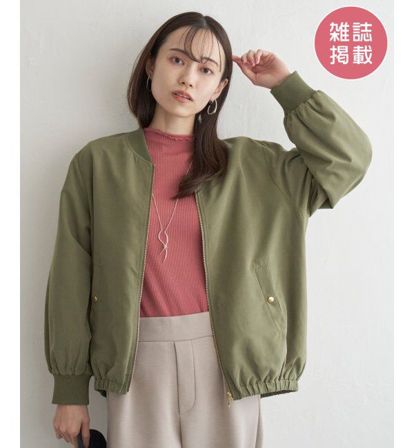 ikka「リブブルゾン」|ブルゾン・スタジャン|カーキ
