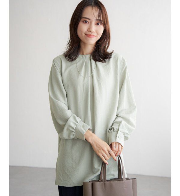 ikka「前後2WAYバンドカラーシャツ」|シャツ・ブラウス|グリーン
