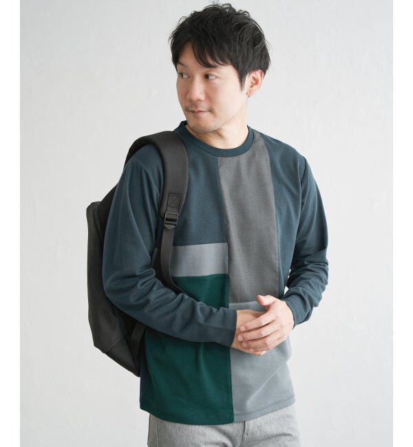 ikka「ブロックスポンチグラデロンＴ」|Tシャツ・カットソー|グリーン