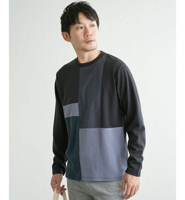 ikka「ブロックスポンチグラデロンＴ」|Tシャツ・カットソー|ネイビーブルー