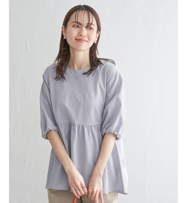 ikka「サッカーペプラムブラウス」|シャツ・ブラウス|グレー