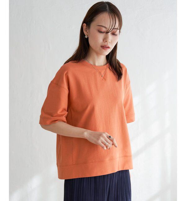 ikka「コットンUSAミニ裏毛半袖Tシャツ」|Tシャツ・カットソー|オレンジ