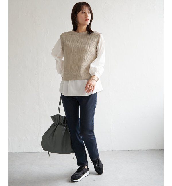 ikka「ケーブル柄レイヤードプルオーバー」|その他|