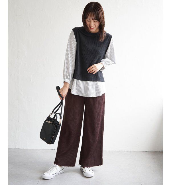 ikka「ケーブル柄レイヤードプルオーバー」|その他|