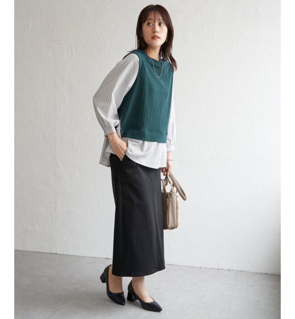 ikka「ケーブル柄レイヤードプルオーバー」|その他|