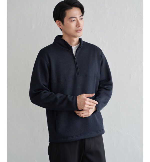 ikka「ツイルジャカード裏起毛ハーフジッププルオーバー」|パーカー|