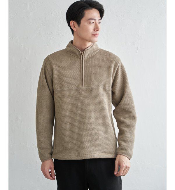 ikka「ツイルジャカード裏起毛ハーフジッププルオーバー」|パーカー|