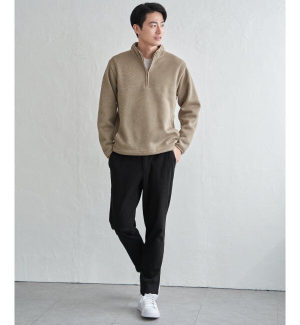 ikka「ツイルジャカード裏起毛ハーフジッププルオーバー」|パーカー|