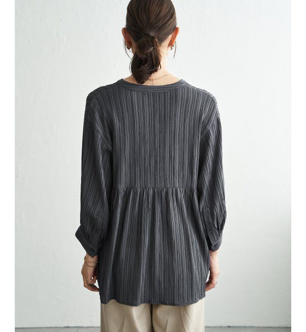 ikka「冷感楊柳バンドカラーシャツ」|シャツ・ブラウス|