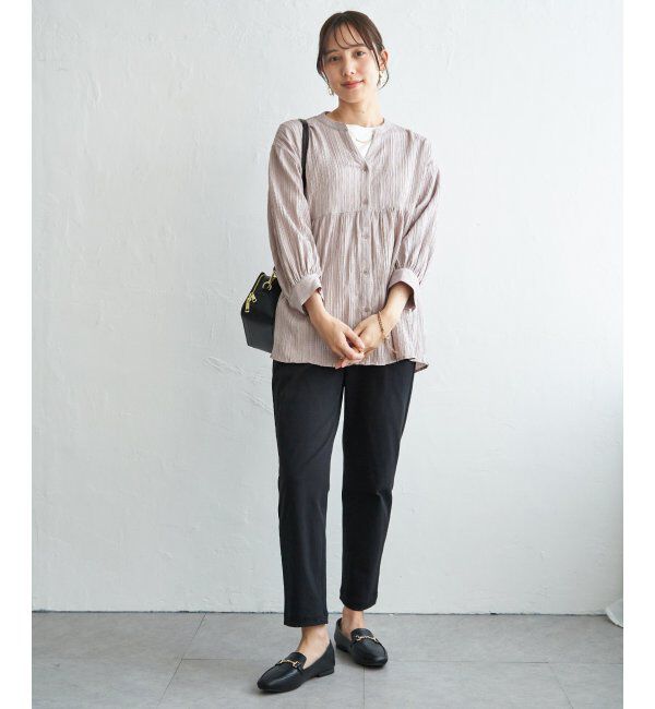 ikka「冷感楊柳バンドカラーシャツ」|シャツ・ブラウス|