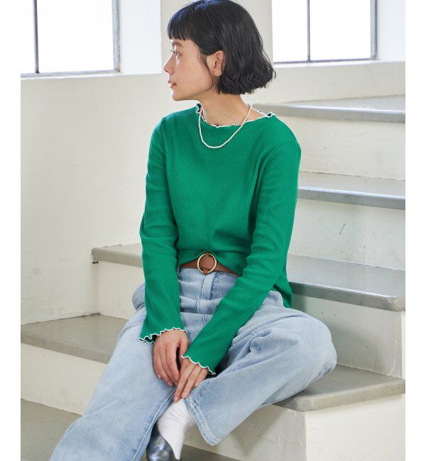 Lbc with Life「三角テレコ配色メローロンT」|Tシャツ・カットソー|グリーン