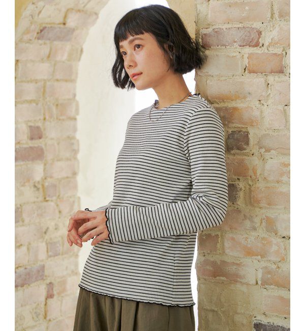 Lbc with Life「三角テレコ配色メローロンT」|Tシャツ・カットソー|ボーダー