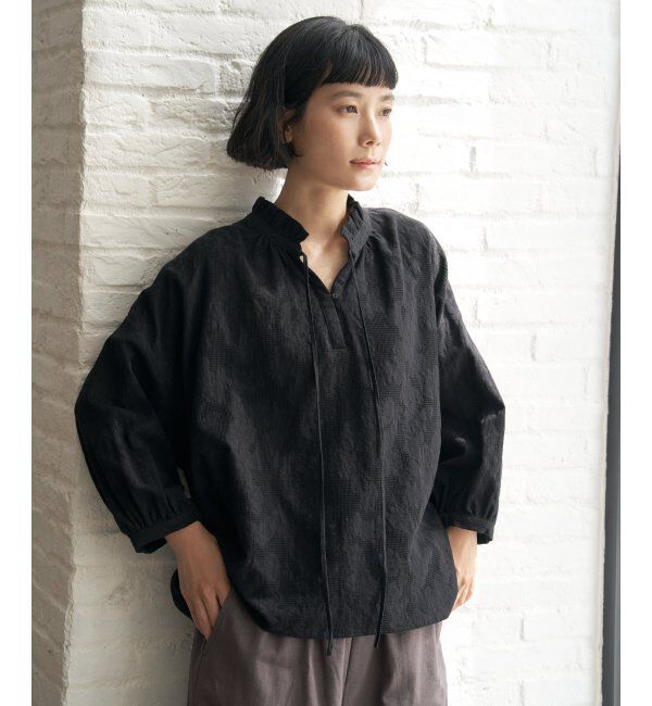 Lbc with Life「ジャカード襟フリル2WAYブラウス」|シャツ・ブラウス|ブラック