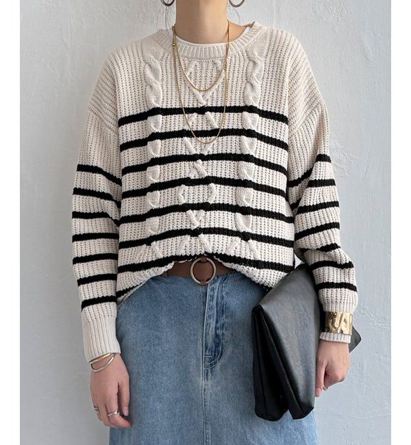 Lbc with Life「マットモールケーブルニットプルオーバー」|カーディガン|