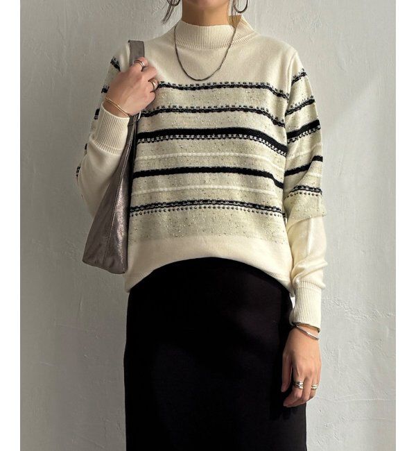 Lbc with Life「ラメネップボーダーニットPO」|カーディガン|