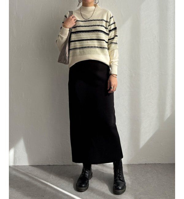 Lbc with Life「ラメネップボーダーニットPO」|カーディガン|