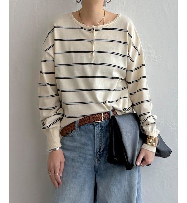 Lbc with Life「コットンタッチ2WAYヘンリーニット」|カーディガン|