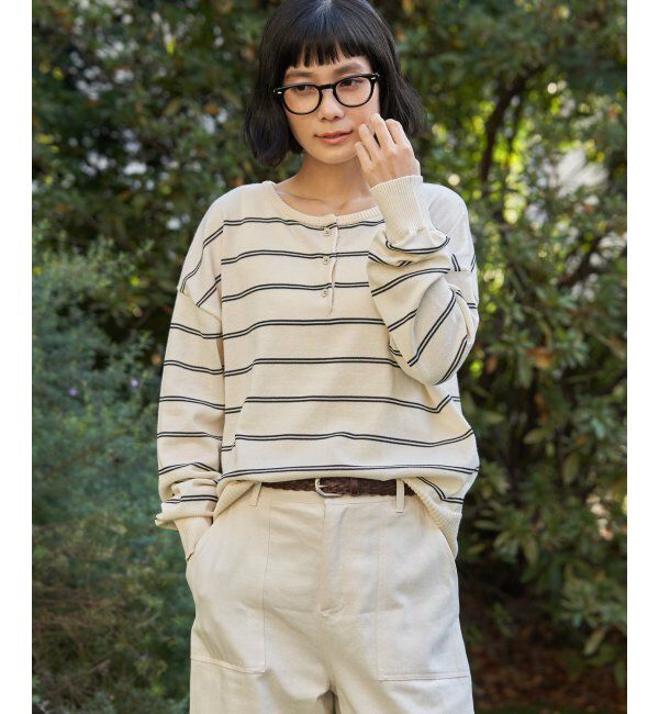 Lbc with Life「コットンタッチ2WAYヘンリーニット」|カーディガン|