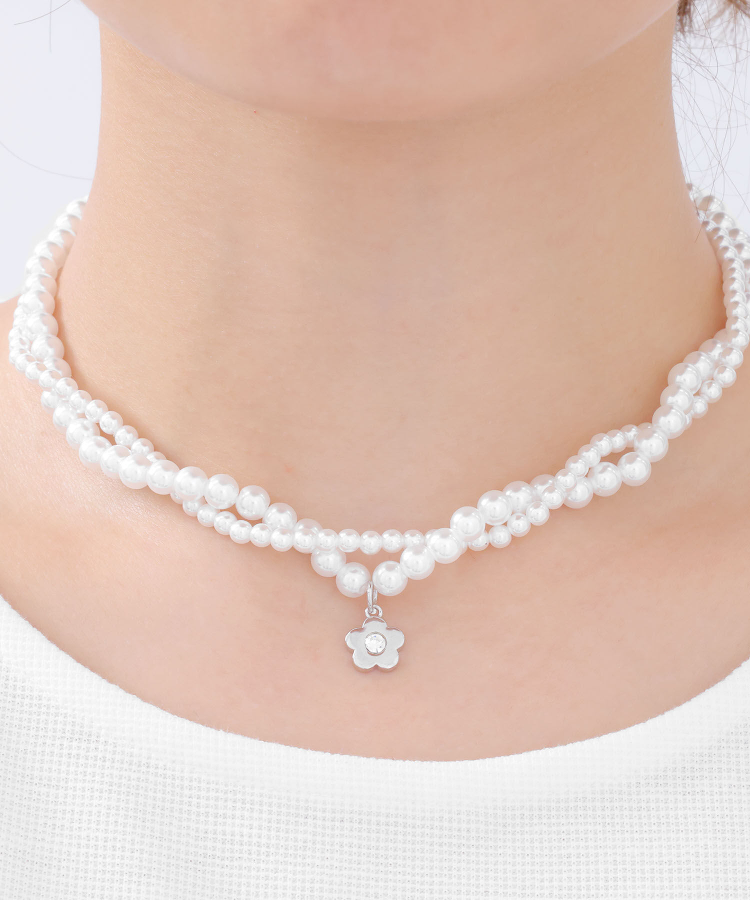 MARY QUANT「メタルデイジーパール ネックレス」|ネックレス|シルバー