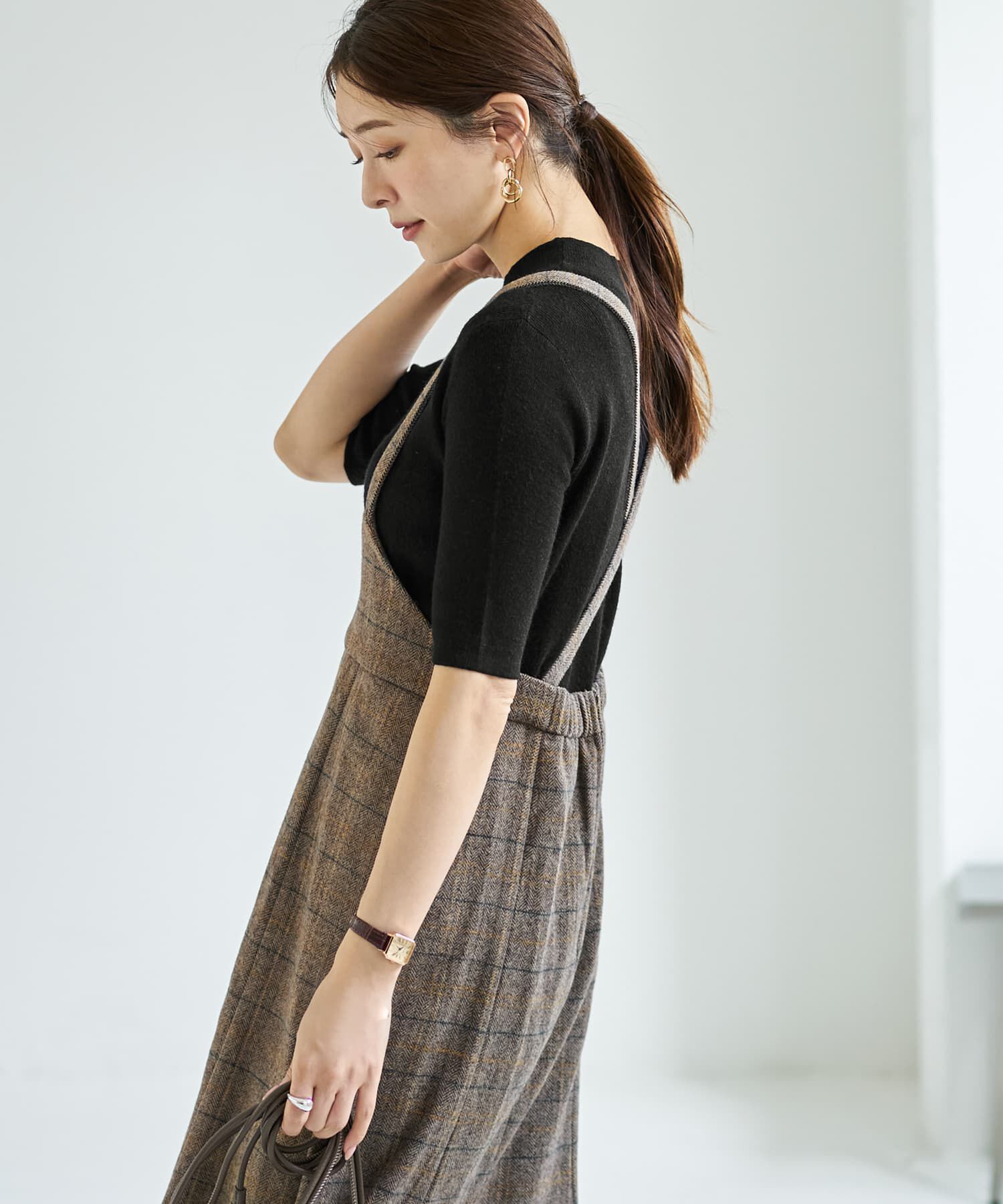 STYLE DELI「ソフトタッチ◆５分袖ハイネックトップス」|ニット・セーター|