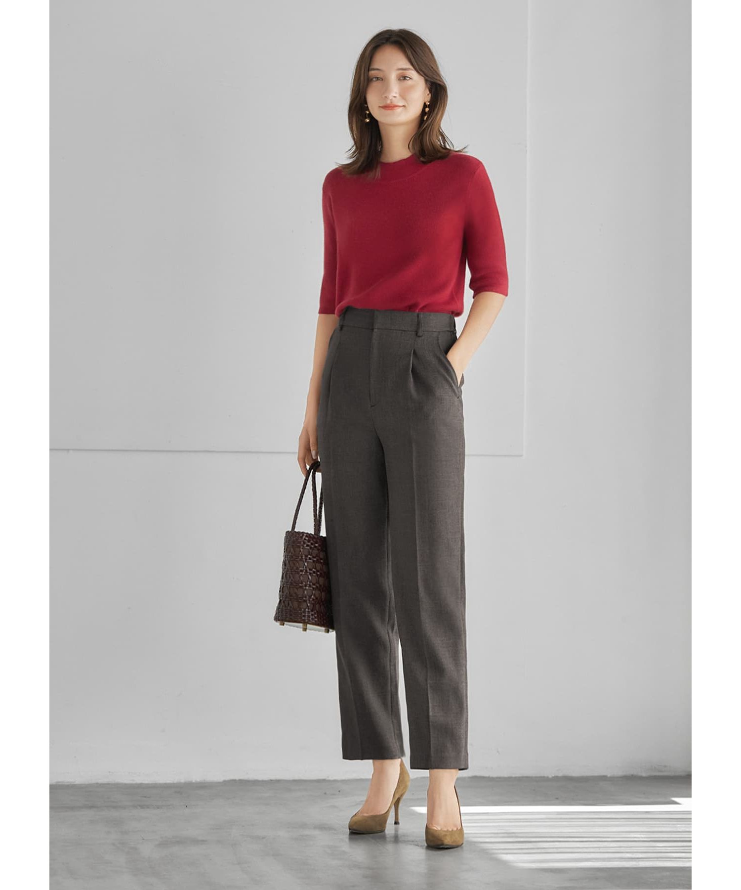 STYLE DELI「ソフトタッチ◆５分袖ハイネックトップス」|ニット・セーター|