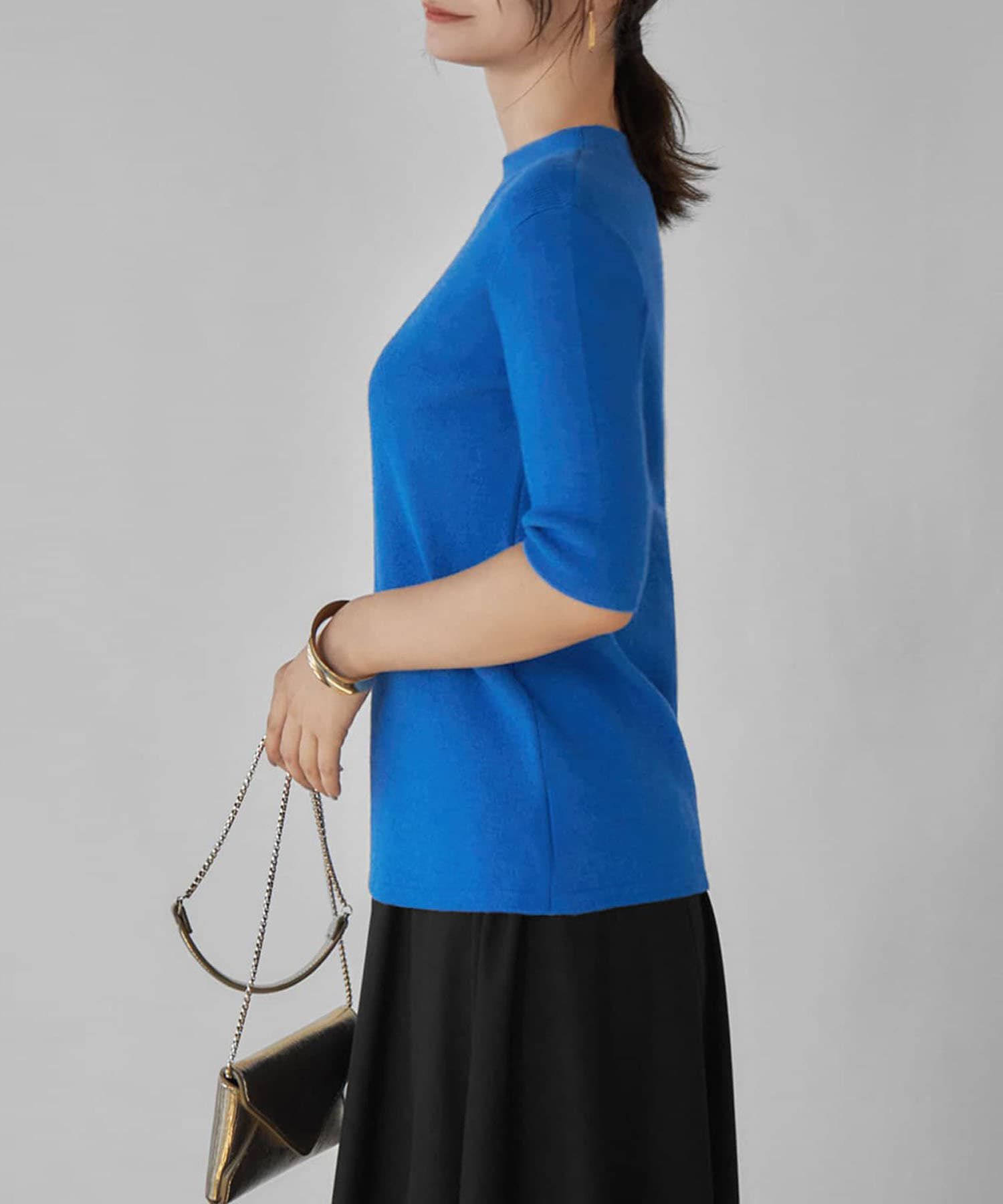 STYLE DELI「ソフトタッチ◆５分袖ハイネックトップス」|ニット・セーター|