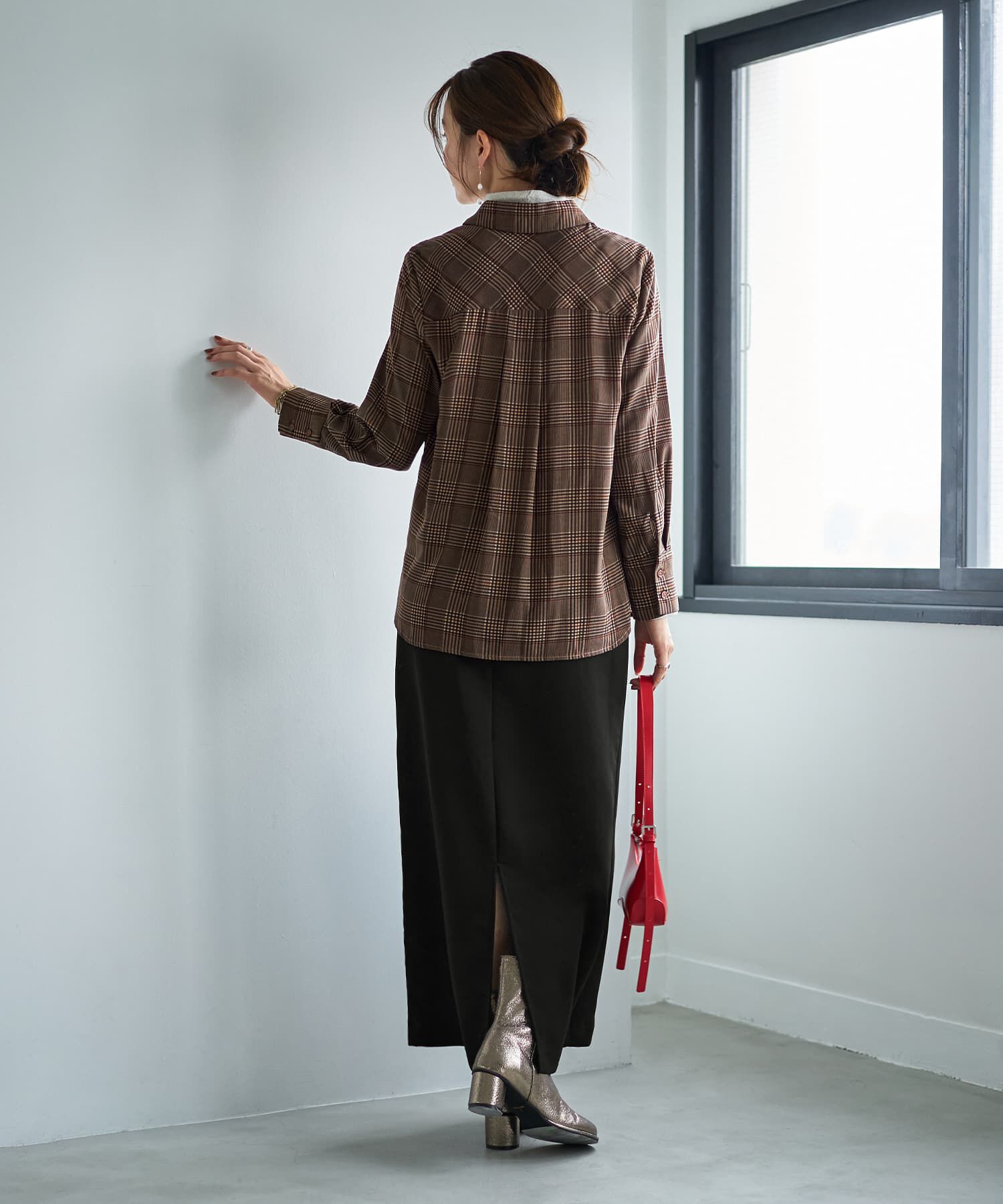 STYLE DELI「【LUXE】マットサテンチェック柄シャツ」|シャツ・ブラウス|