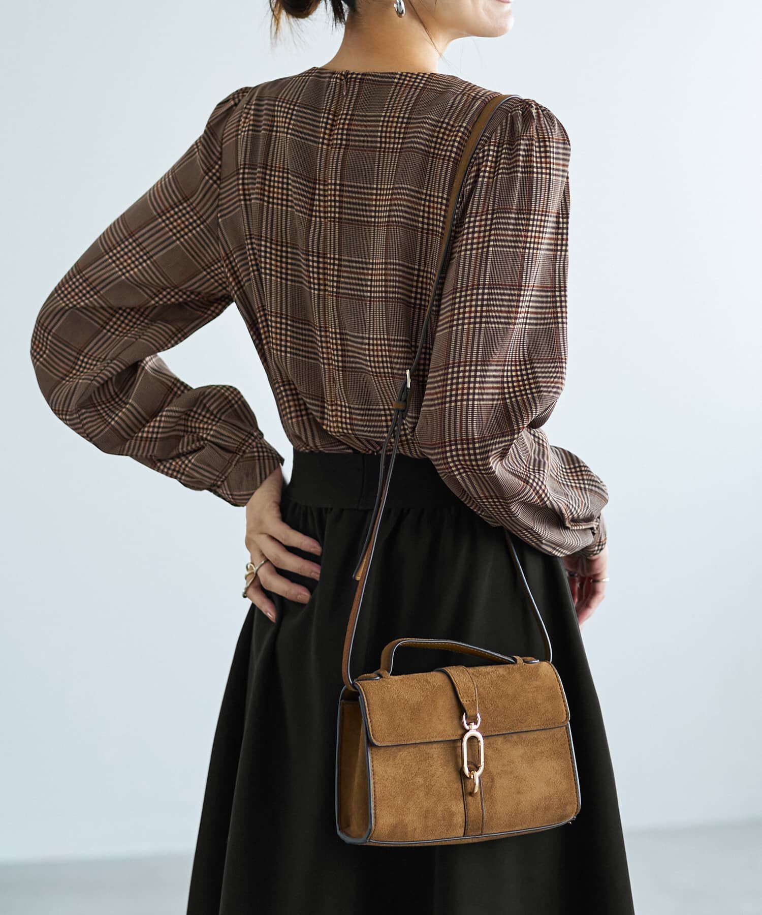 STYLE DELI「【LUXE】マットサテンチェック柄ブラウス」|シャツ・ブラウス|