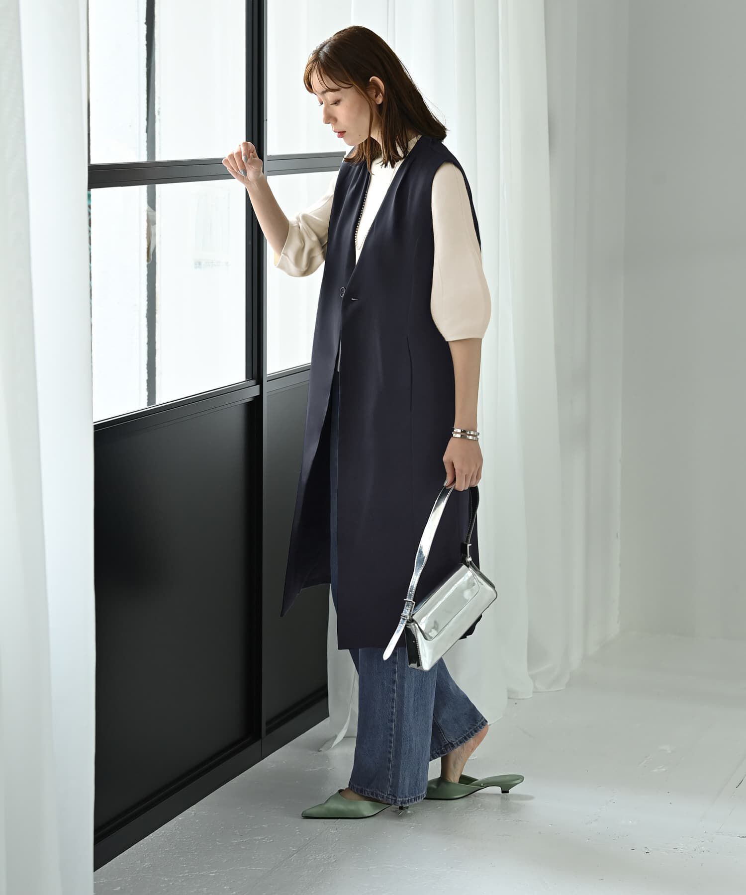 STYLE DELI「【Kana Oyama&times;BLK001】ロングジレ／DELI size」|ベスト・ジレ|