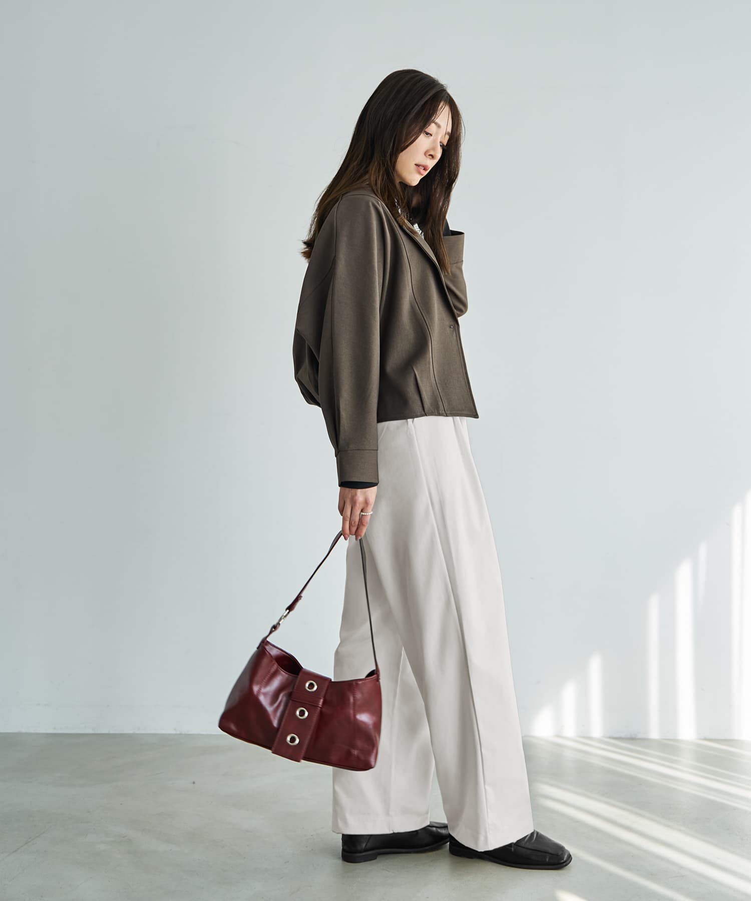 STYLE DELI「ライトなオープンカラージャケット」|ノーカラージャケット|