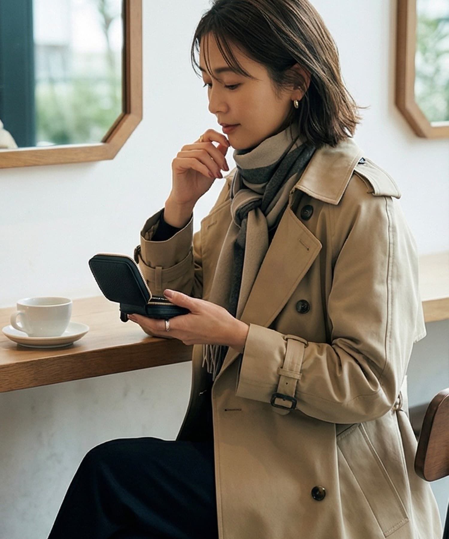 STYLE DELI「【DELI by】リアルレザー小物ケース（ミラー付き）」|ポーチ|